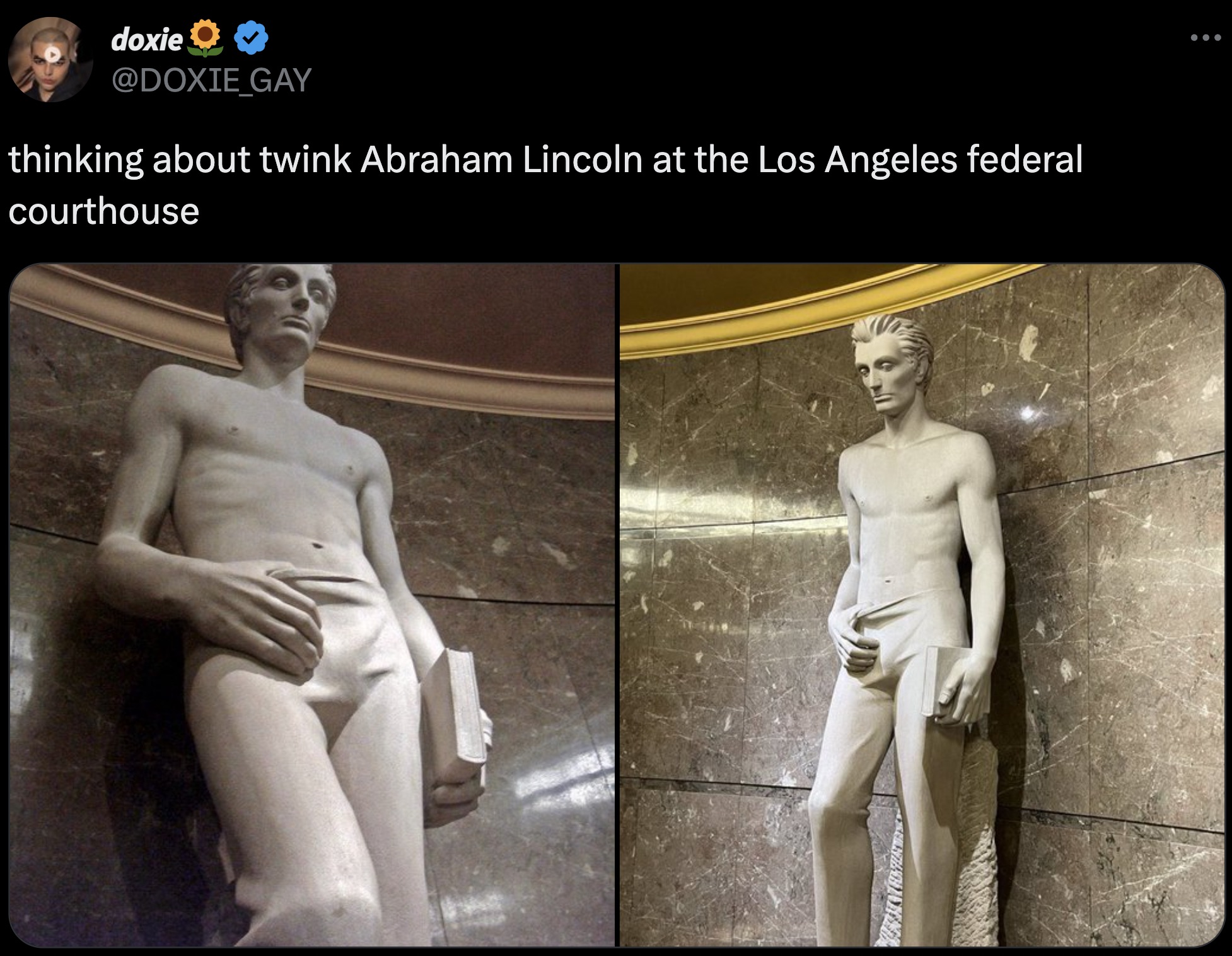 sexy abraham lincoln statue - B doxie thinking about twink Abraham Lincoln at the Los Angeles federal courthouse